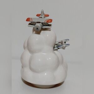 Vintage Japan Sankyo Biplanes Flying In The Clouds Red Blue Airplanes Music Box